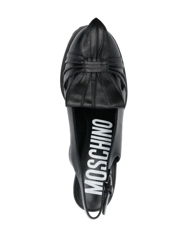 美品　定価68000円　MOSCHINO スリングバックヒールパンプス 黒/白 美品 定価68000円 MOSCHINO スリングバックヒールパンプス 黒/白