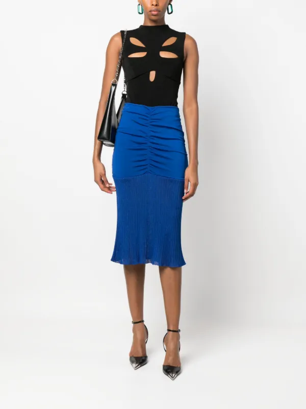 High waisted ruched midi skirt best sale