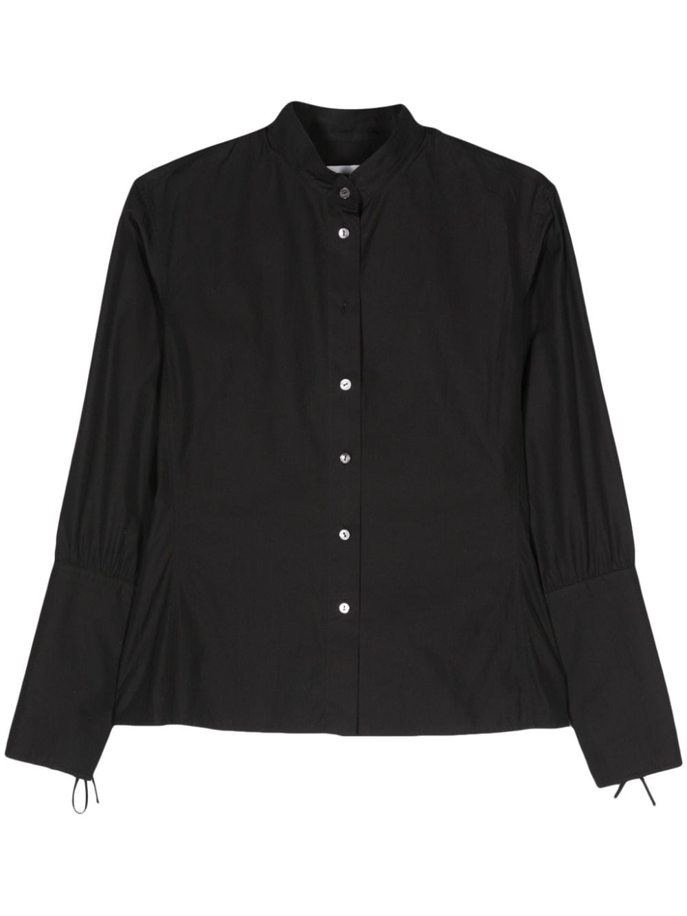 Pre-owned Saint Laurent 2000s Band-collar Poplin Shirt In Black