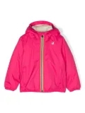 K Way Kids logo-patch zip-up hooded jacket - Pink