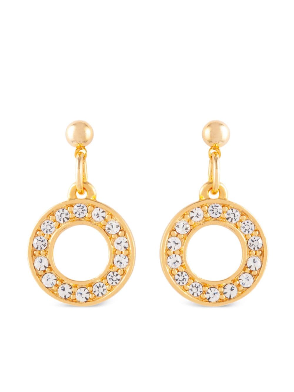 Pre-owned Susan Caplan Vintage 1990s Crystal-embellished Drop Earrings In Gold