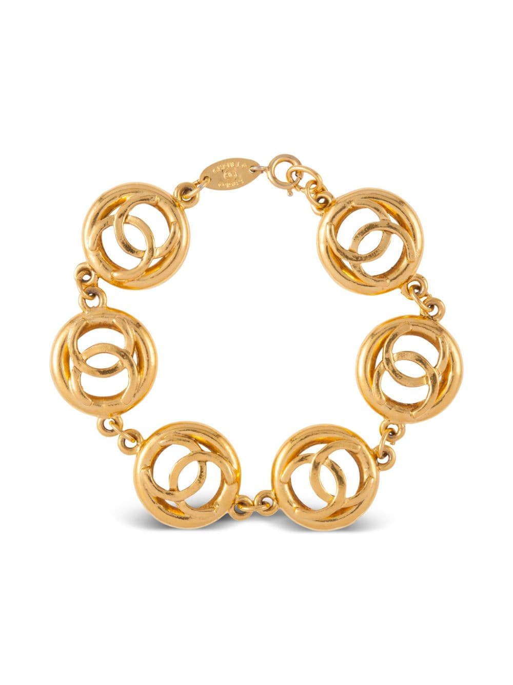 Pre-owned Chanel 1980s Cc Charm Bracelet In Gold