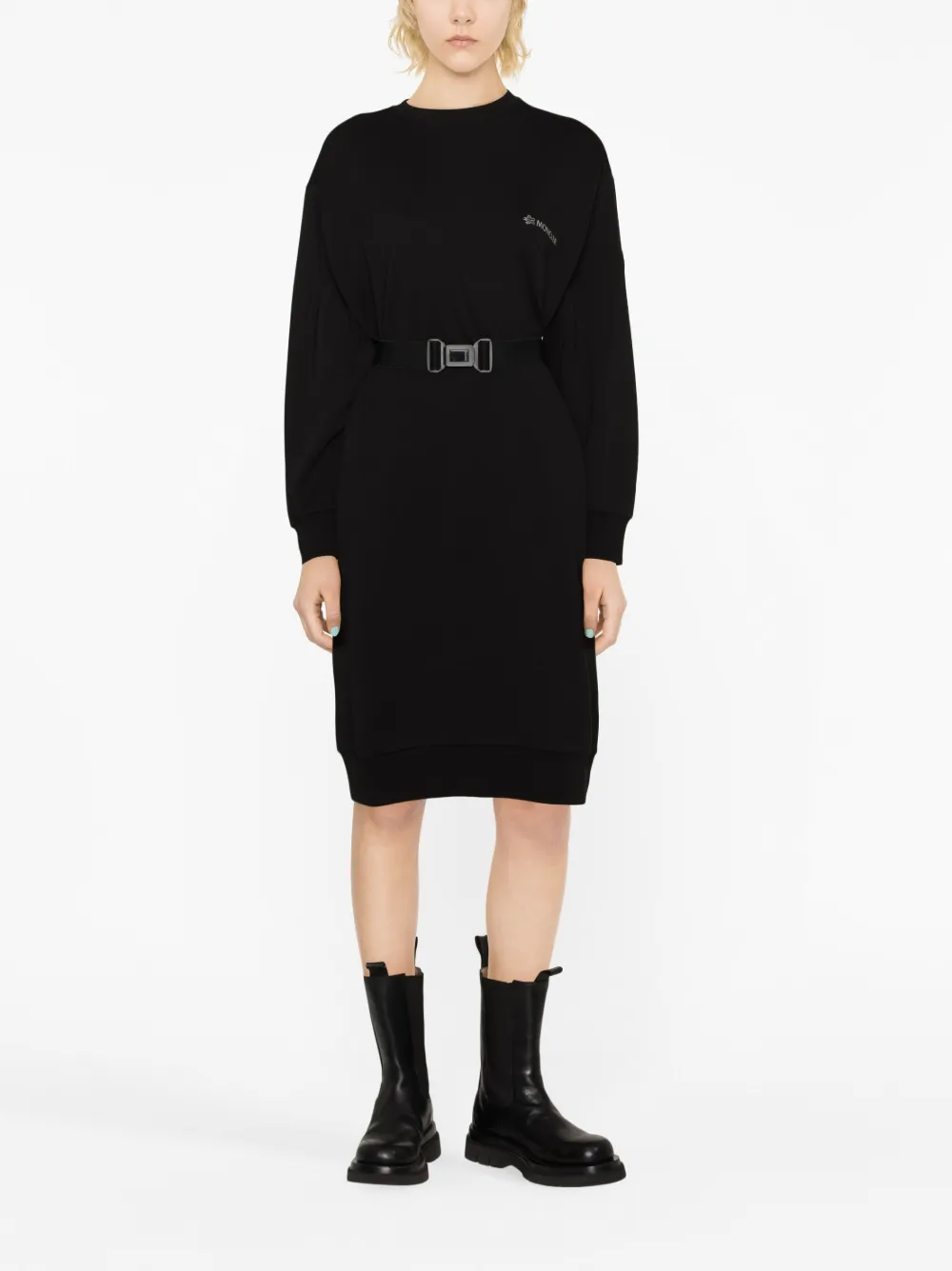 Moncler Sweaterjurk met logoprint - Zwart