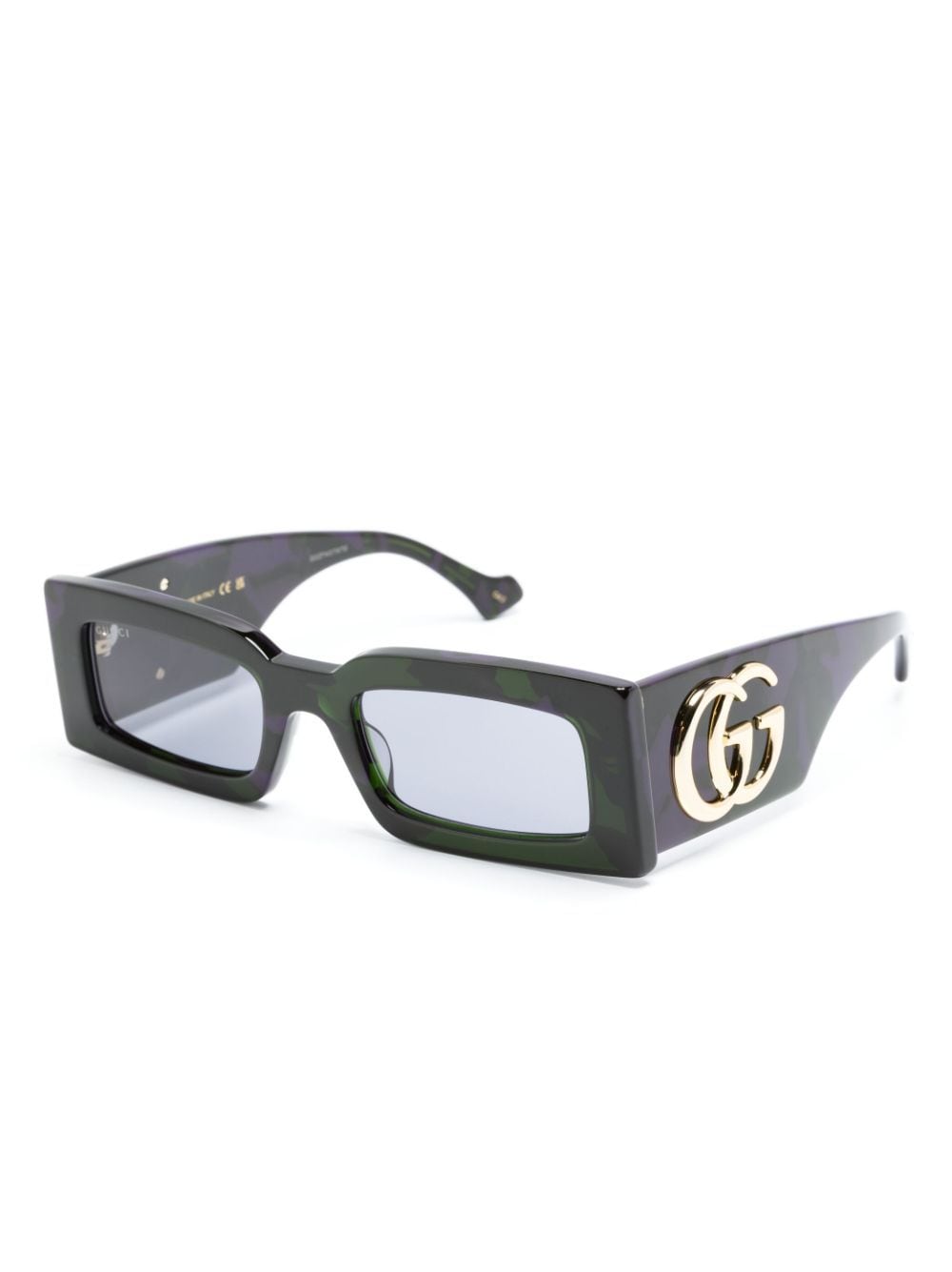 Gucci Eyewear Double G zonnebril met rechthoekig montuur Zwart