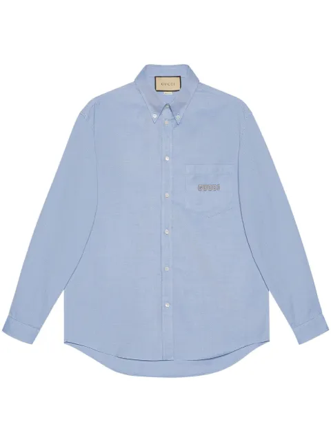 Gucci embroidered-logo cotton shirt
