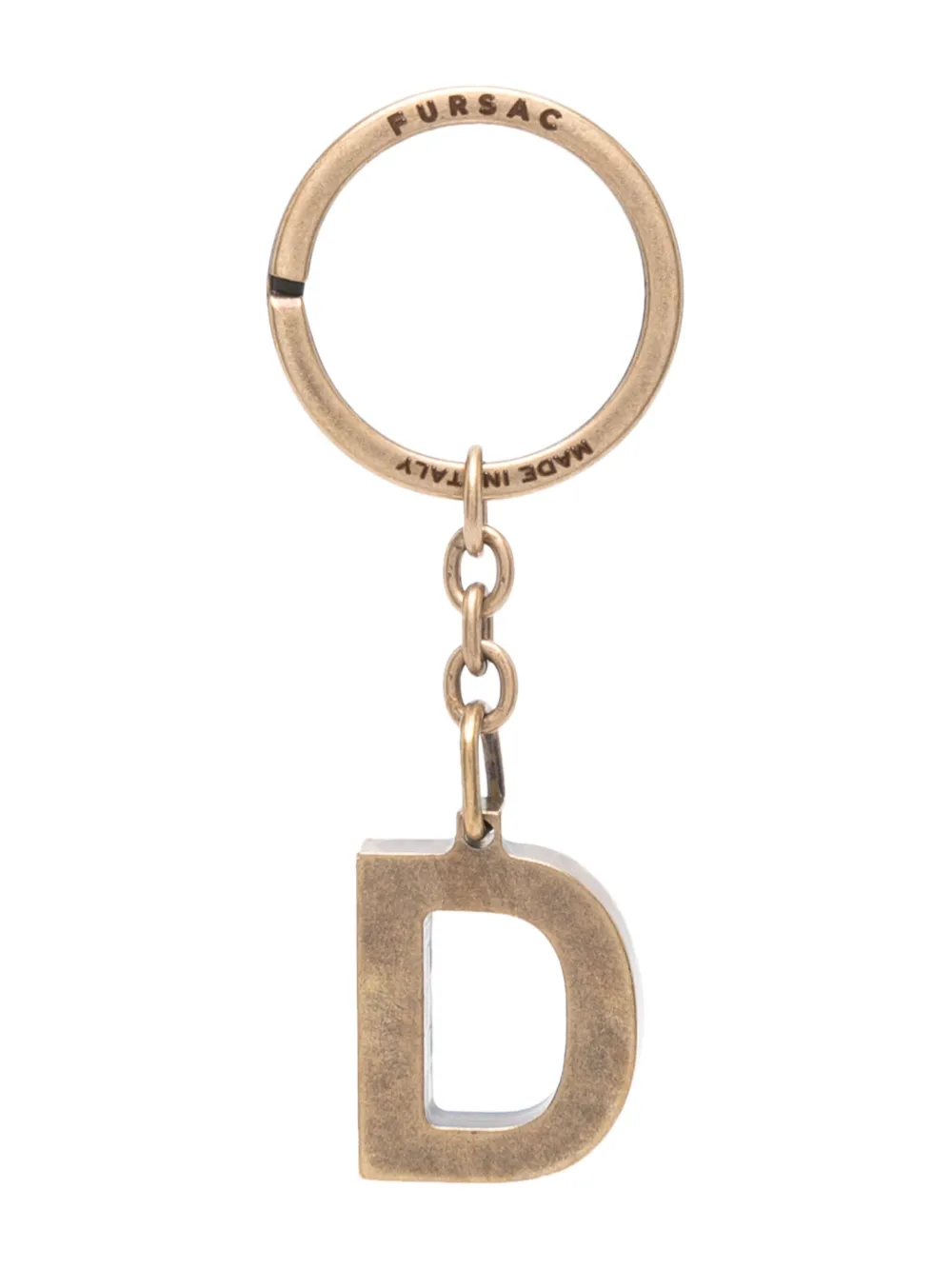 Fursac D-charm Logo-engraved Keyring In Gold