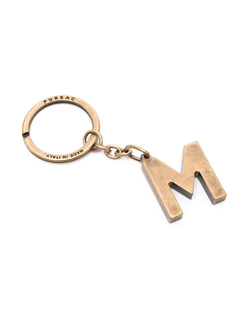 Shop Fursac 'm' Letter Keyring In 金色