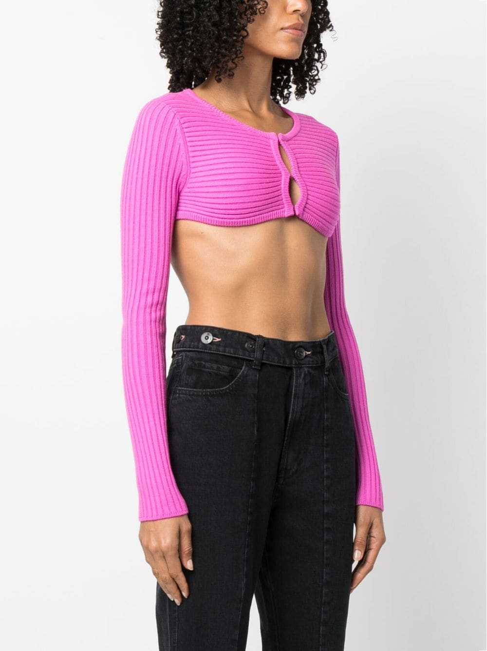 Shop Forte Forte Ribbed-knit Cropped Top In Rosa