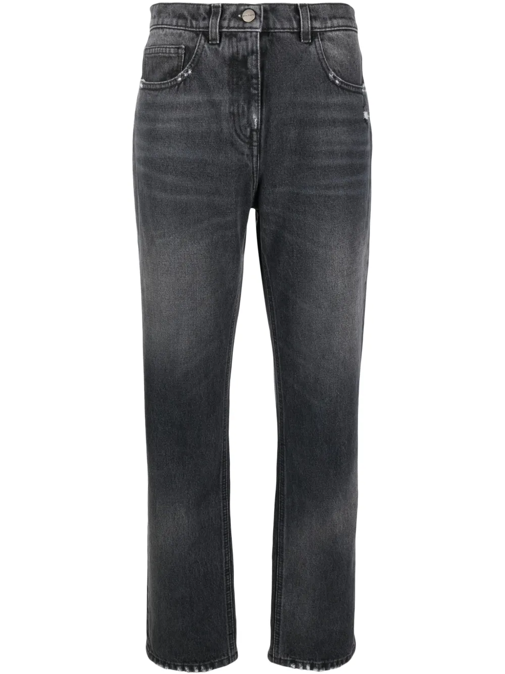 distressed straight-leg jeans