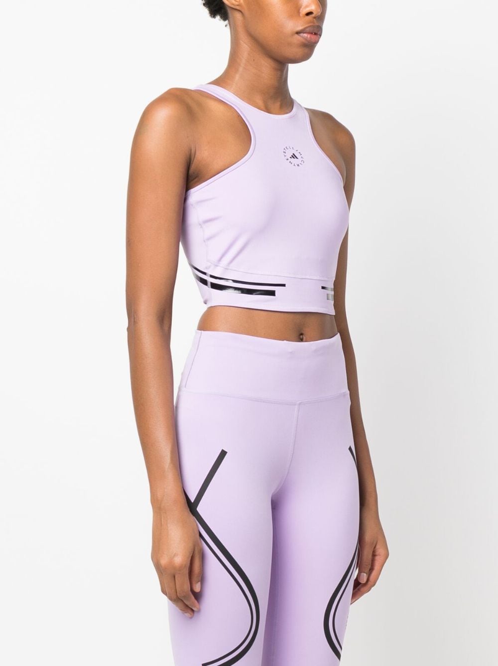 Shop Adidas By Stella Mccartney Truepace Running Logo-print Cropped Top In Purple