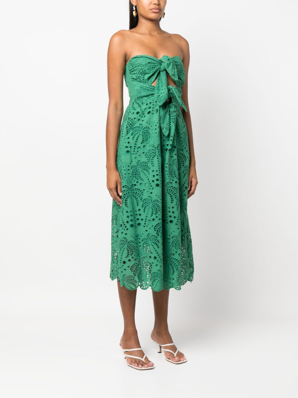 FARM Rio Coconut Tree broderie-anglaise Midi Dress - Farfetch