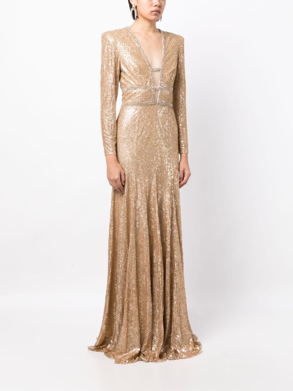 Shop Jenny Packham Celestia Sequined Gown In Gold