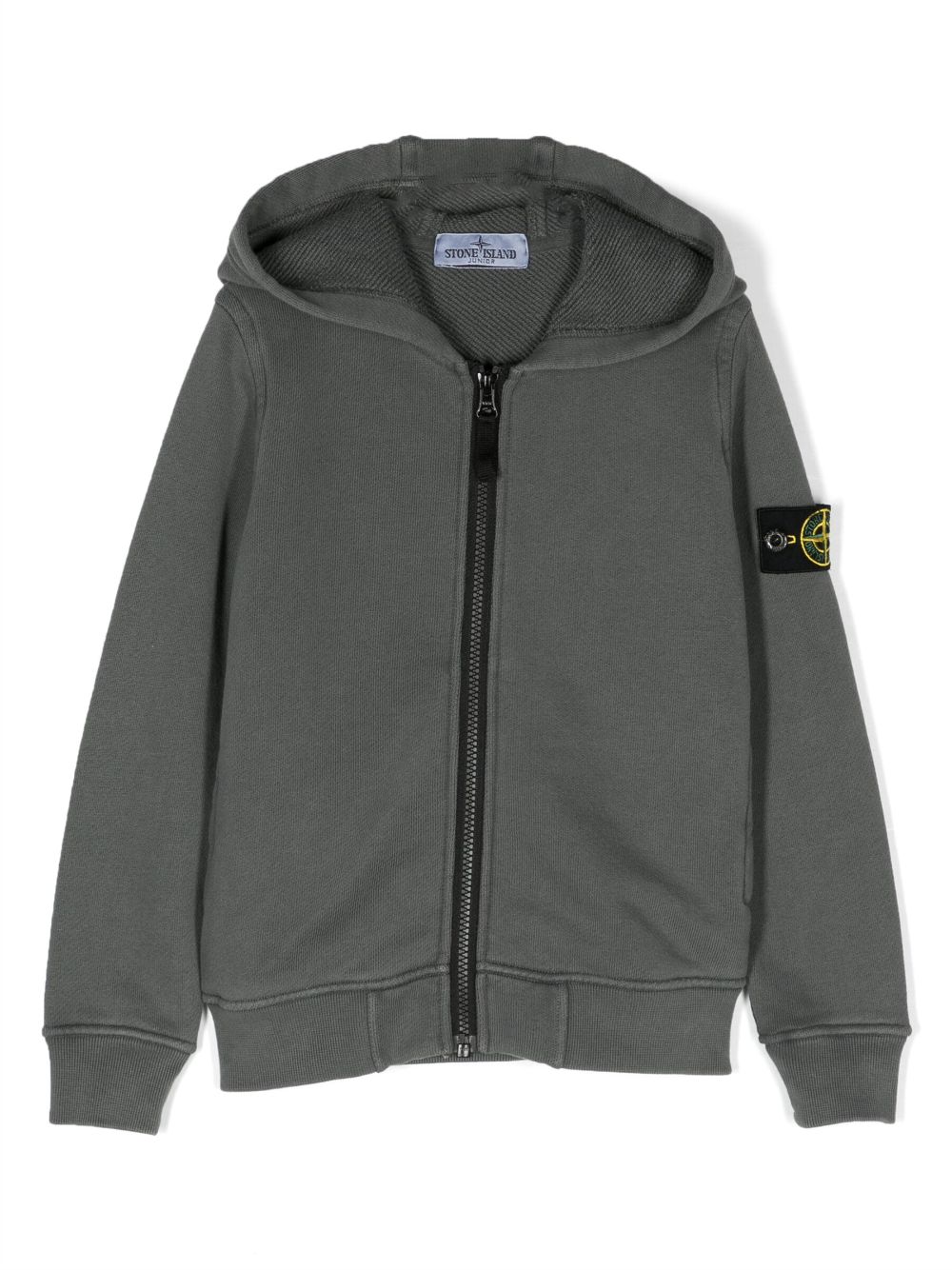 Stone Island Junior logo-patch cotton hoodie - Grey