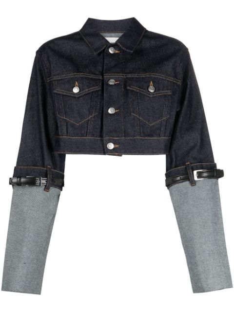 Coperni contrast-sleeve cropped denim jacket Women