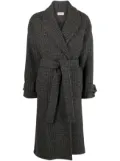 P.A.R.O.S.H. plaid-check pattern belted trench coat - Grey