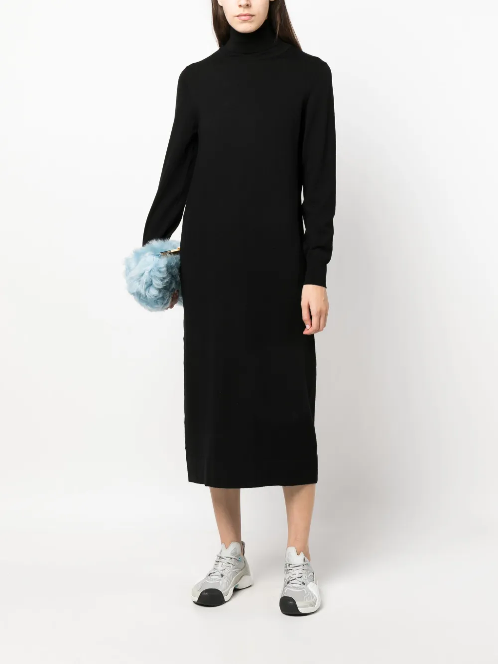 P.A.R.O.S.H. long-sleeve knitted dress - 013 NERO