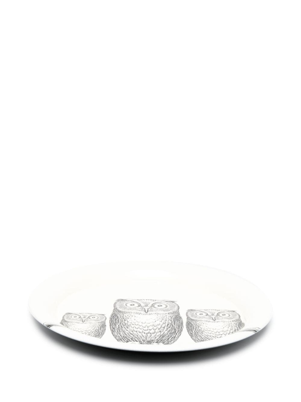 Shop Fornasetti Civette Circular Iron Tray In White