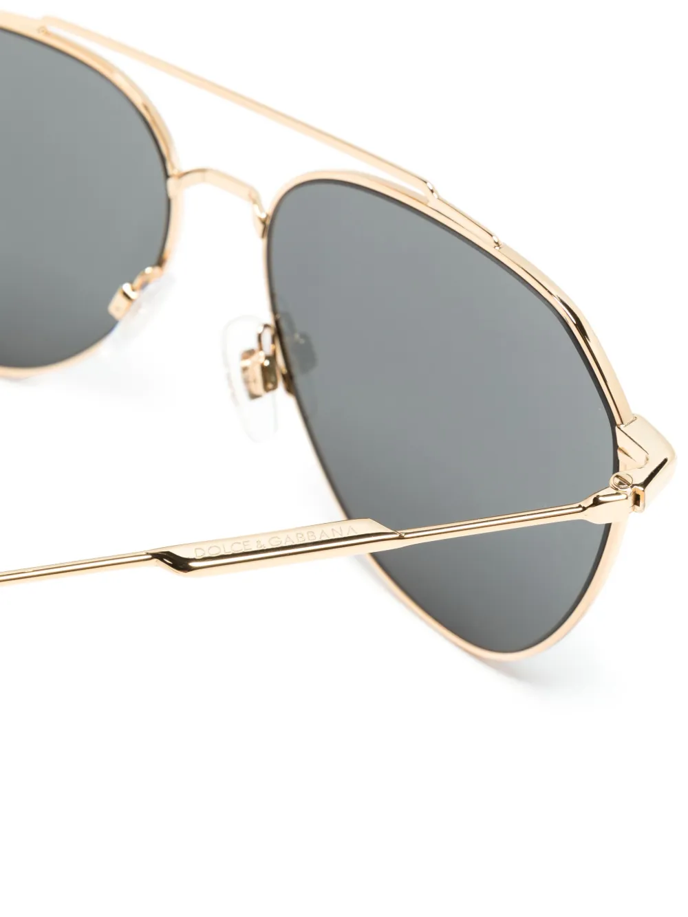 Shop Dolce & Gabbana Double-bridge Pilot-frame Sunglasses In Gold