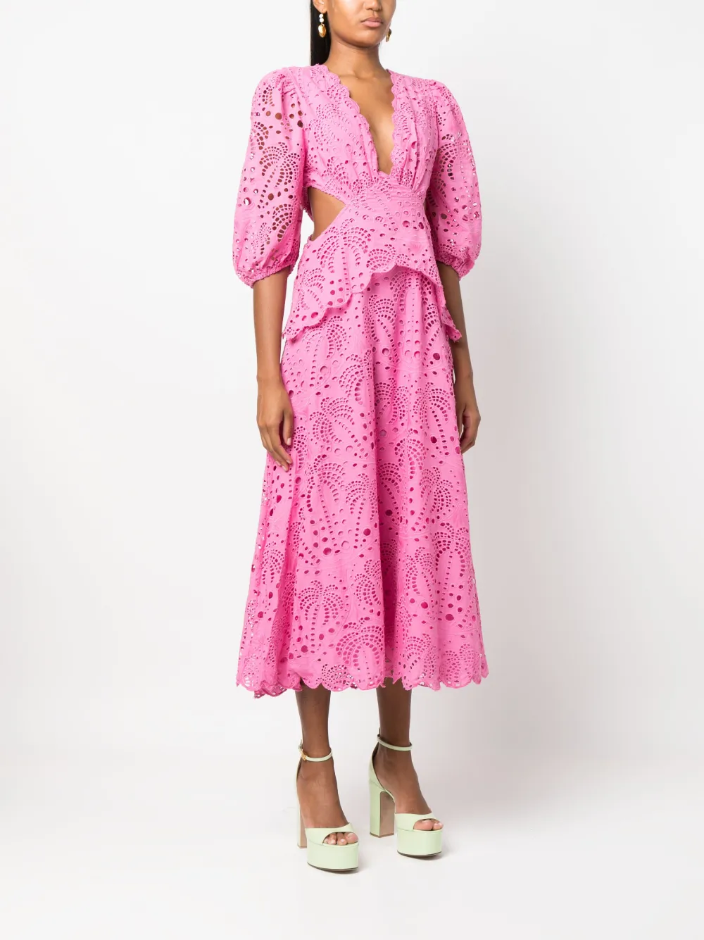 FARM Rio broderie-anglaise cut-out Midi Dress - Farfetch