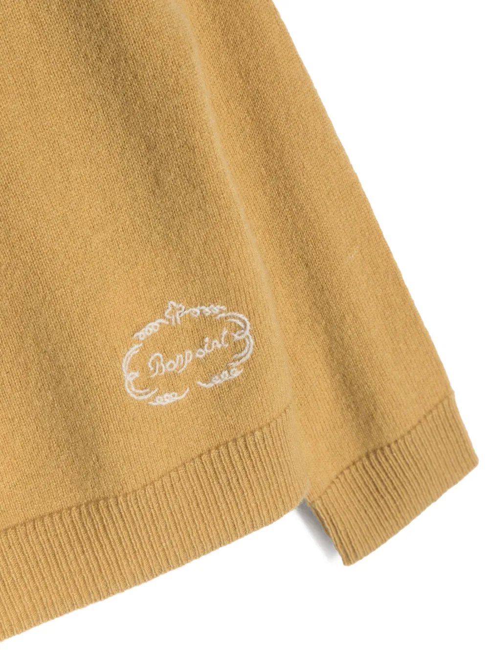 Shop Bonpoint Logo-embroidered Cashmere Cardigan In Yellow