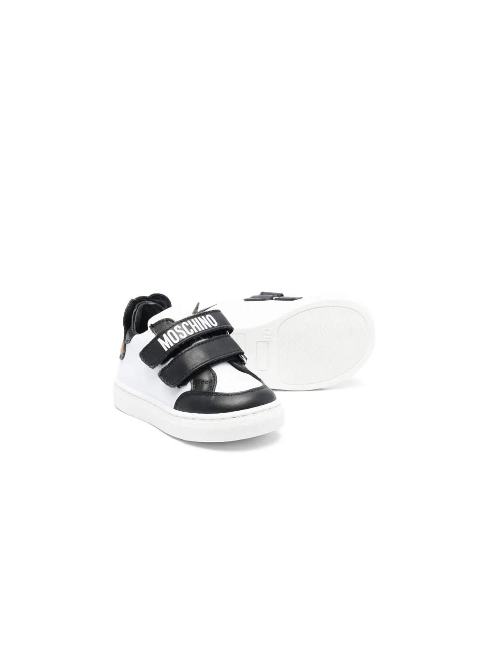 Moschino Kids logo-print two-tone sneakers - Wit