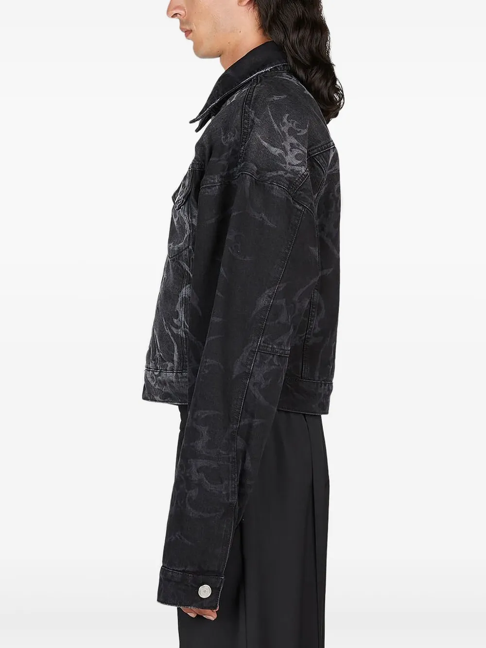 Han Kjobenhavn Laser Tribal Denim Jacket In Black