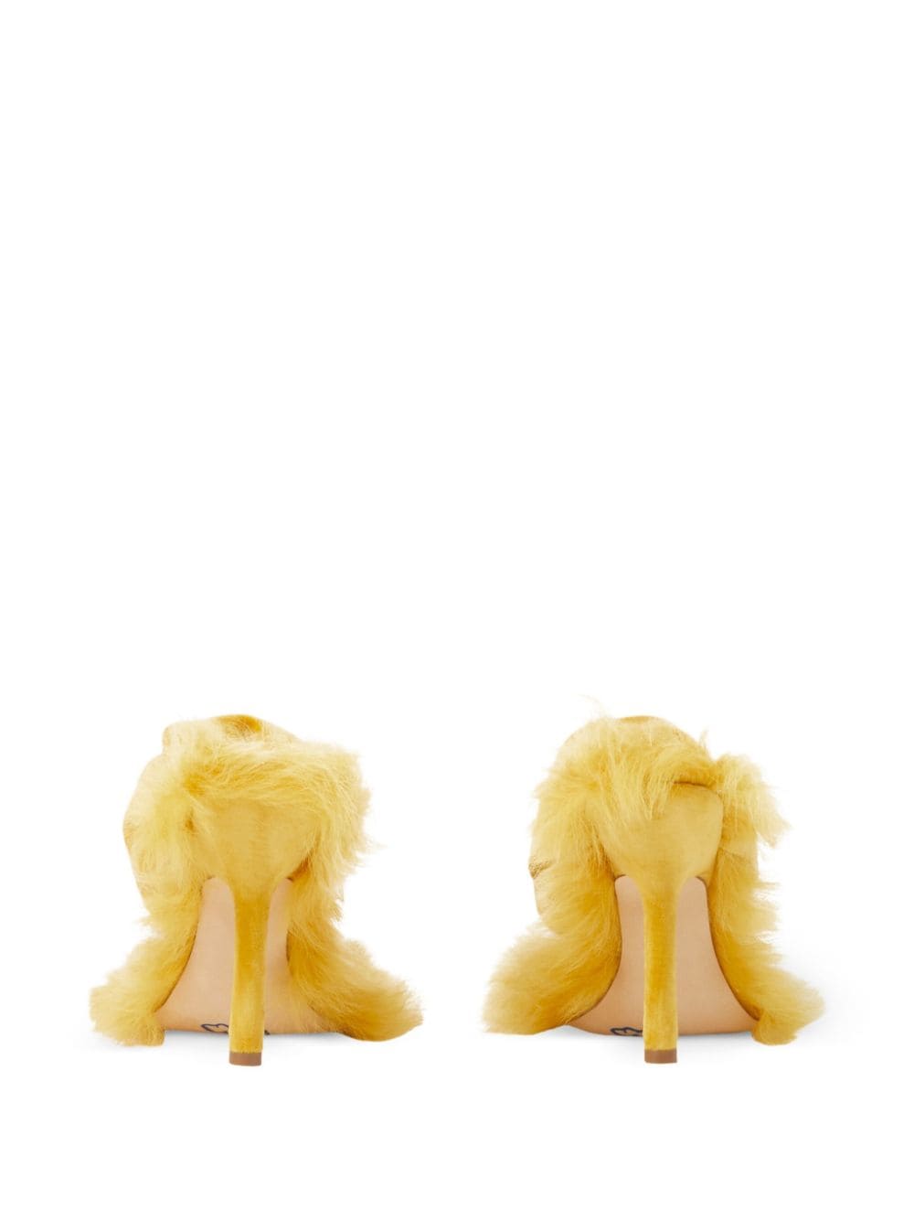 Shop Burberry Rose 100mm Shearling Velvet Sandals In Yellow