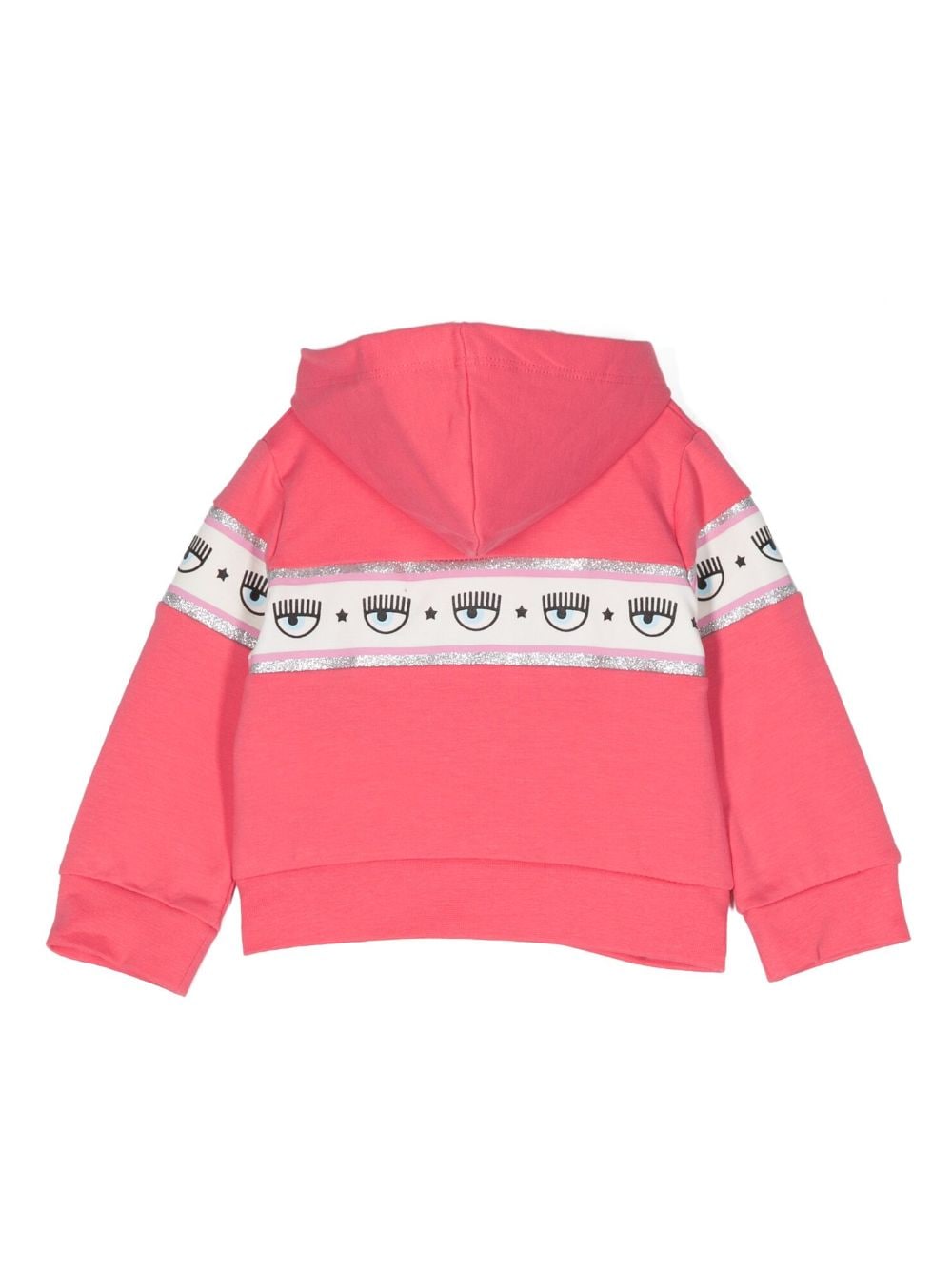 Shop Chiara Ferragni Eyelike-motif Stretch-cotton Hoodie In Pink