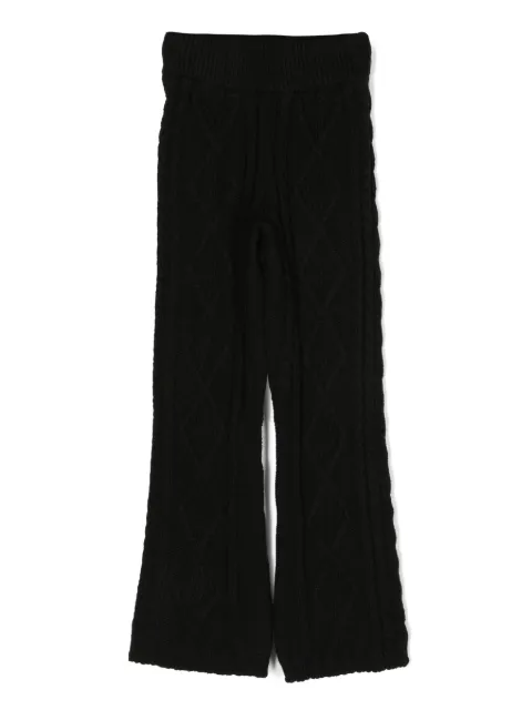 MSGM Kids logo-patch cable-knit trousers