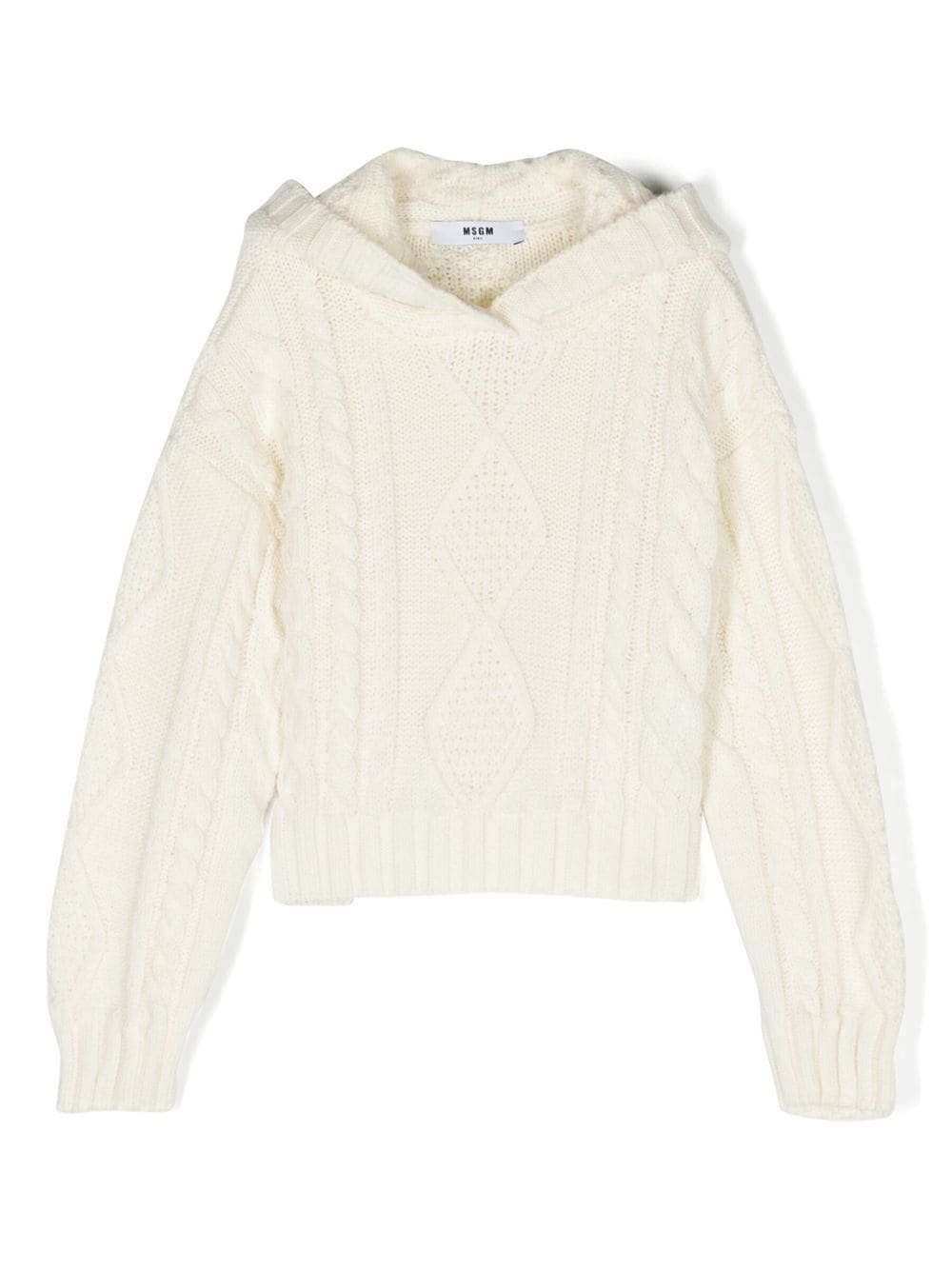 MSGM LOGO-PATCH CABLE-KNIT JUMPER