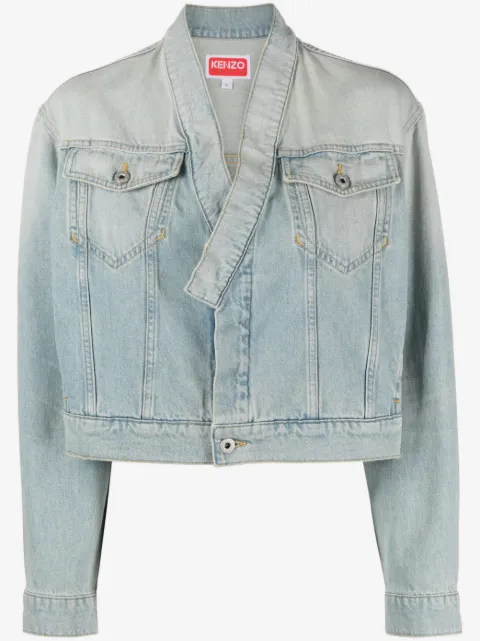 Kenzo faded-effect cropped denim jacket