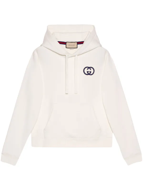 Gucci Men's Cotton Jersey Hooded Sweatshirt - White - Sweatshirts