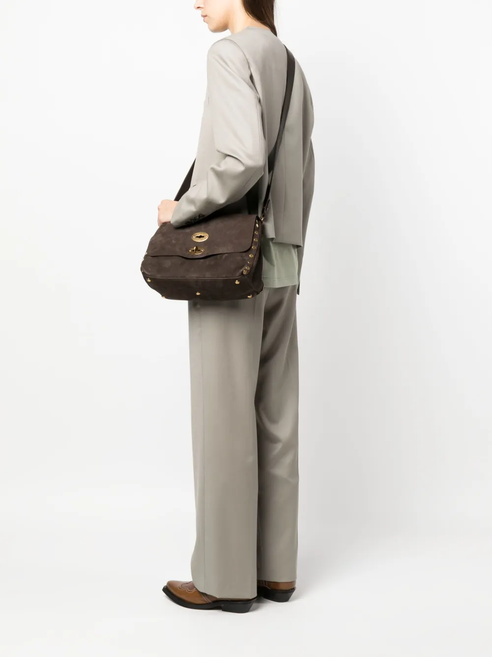 Zanellato Postina suède shopper - Bruin
