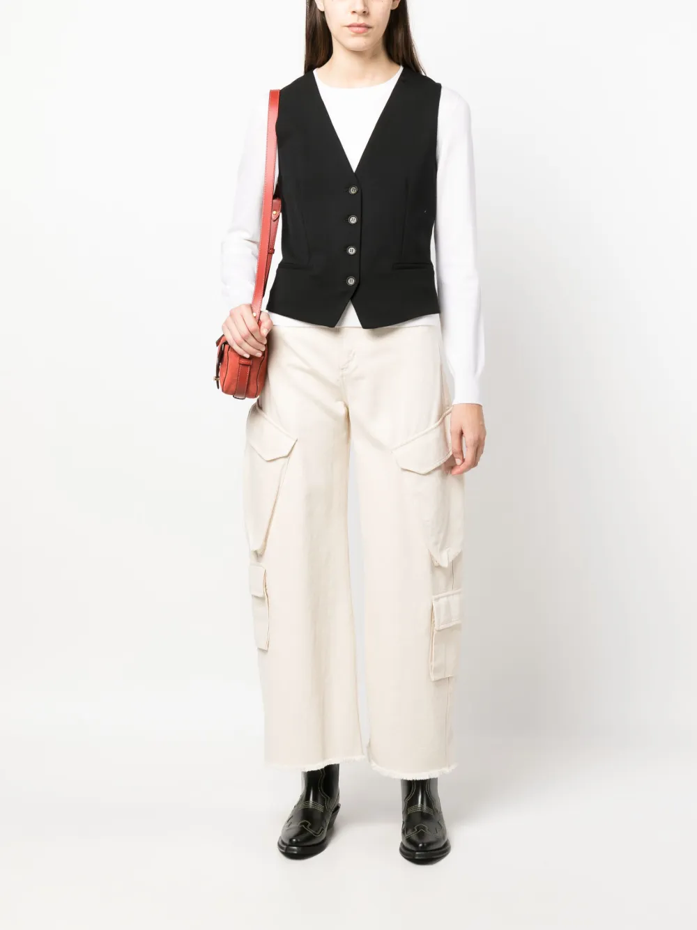 P.A.R.O.S.H. V-neck button-up waistcoat - Zwart