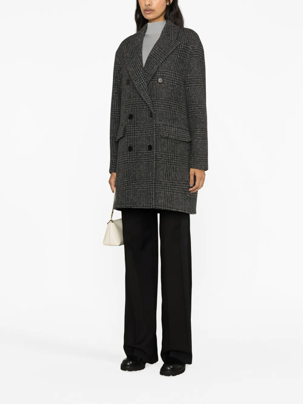 P.A.R.O.S.H. plaid-check pattern double-breasted coat - Grijs