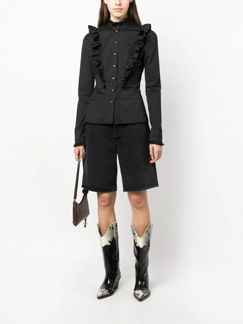 Philosophy Di Lorenzo Serafini Blouse met ruches - Zwart