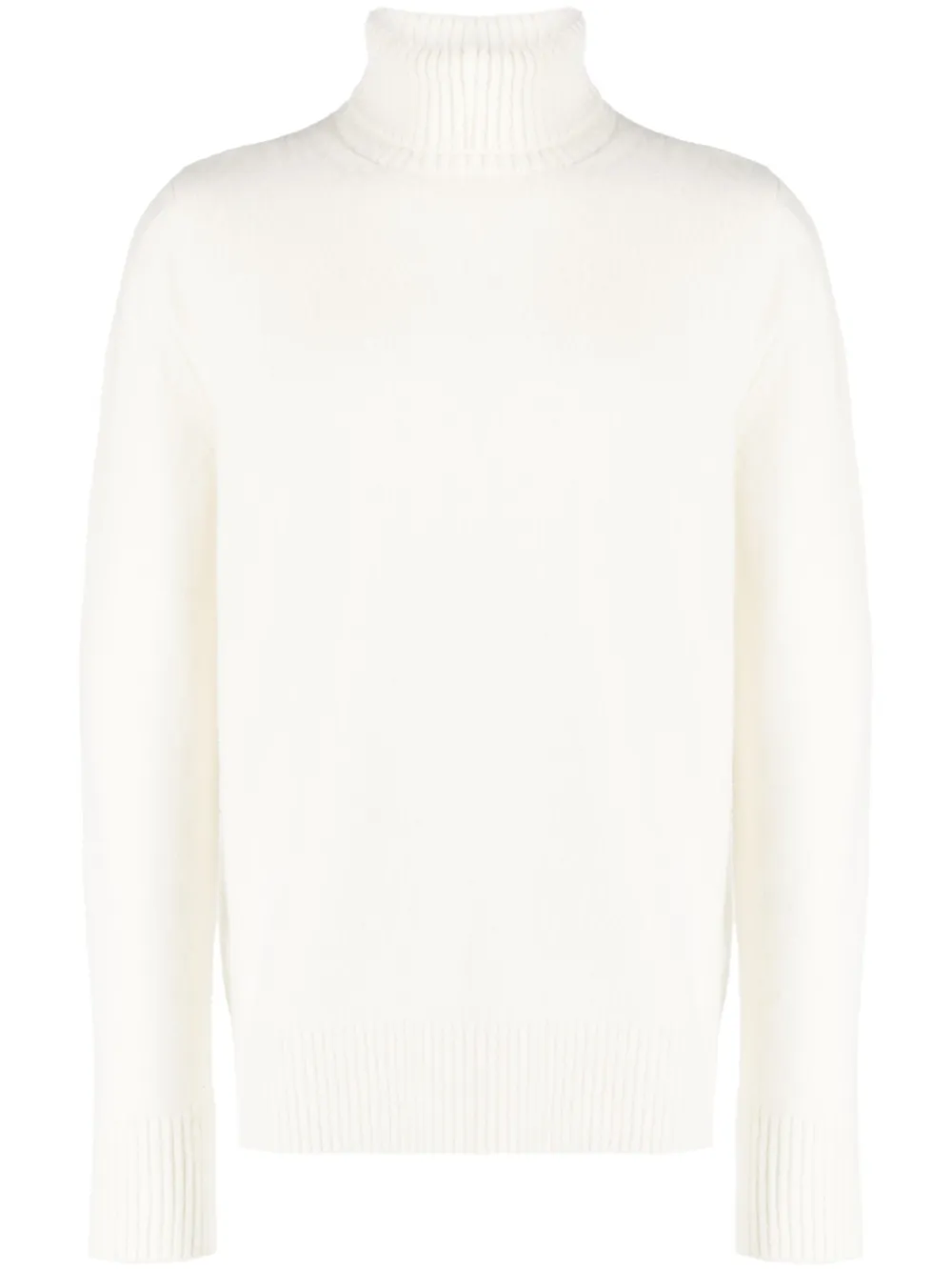 Oamc Soft Wool Turtleneck Sweater With Ribbed Details In Neutrals