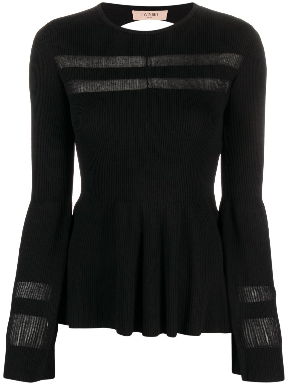 TWINSET semi-sheer panel knitted jumper - Black