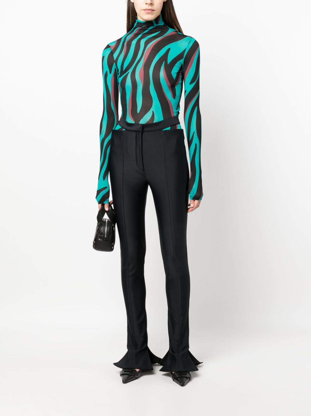 PINKO animal-print roll-neck top - Groen