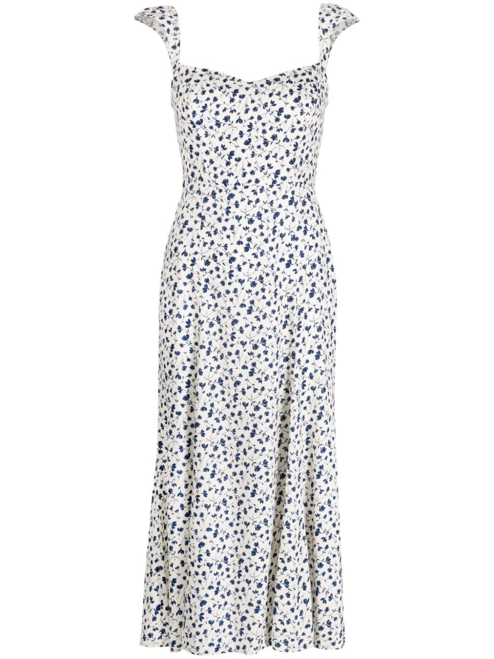Reformation Graphic-print Scoop-neck Dress In White