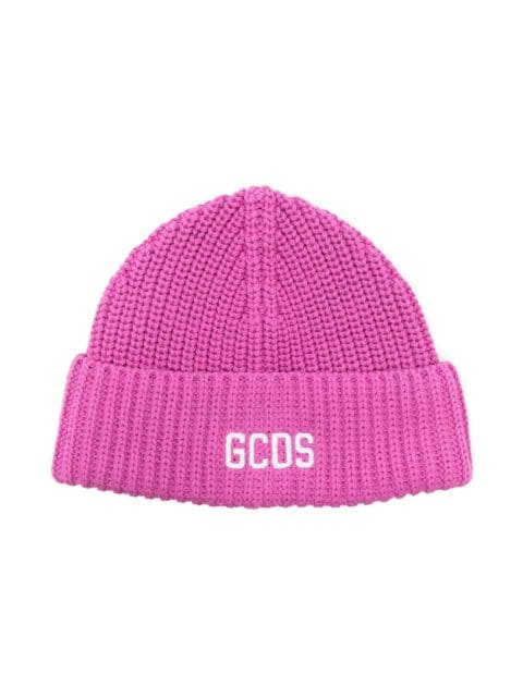 Gcds Kids logo-embroidered knitted beanie