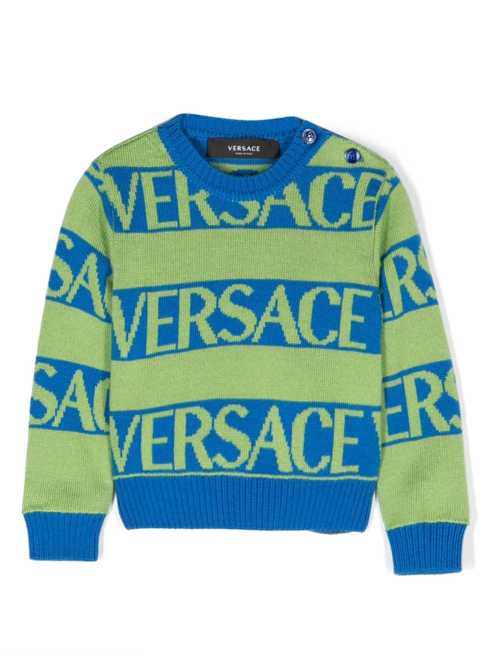 Versace Kids Striped logo-intarsia Jumper - Farfetch