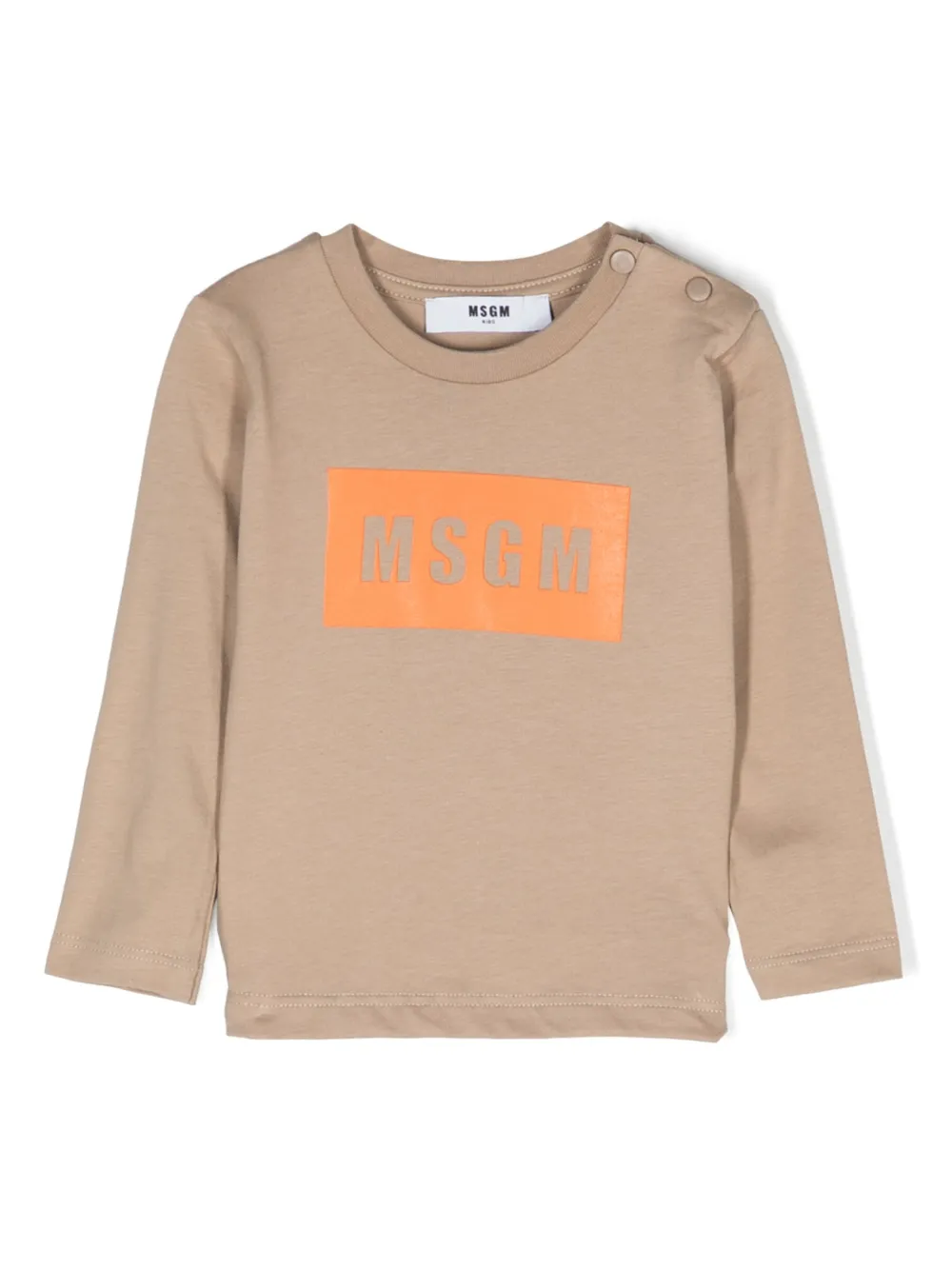 Msgm Babies' Logo-print Cotton Sweatshirt In Neutrals