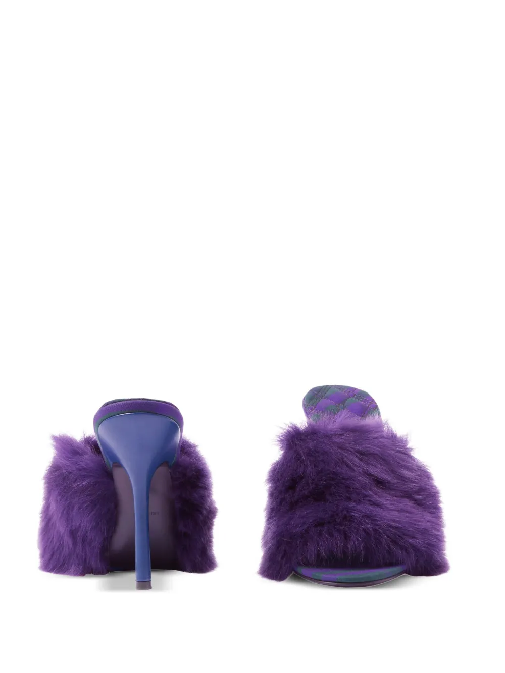 Shop Burberry Minnie 115mm Shearling Mules In Purple