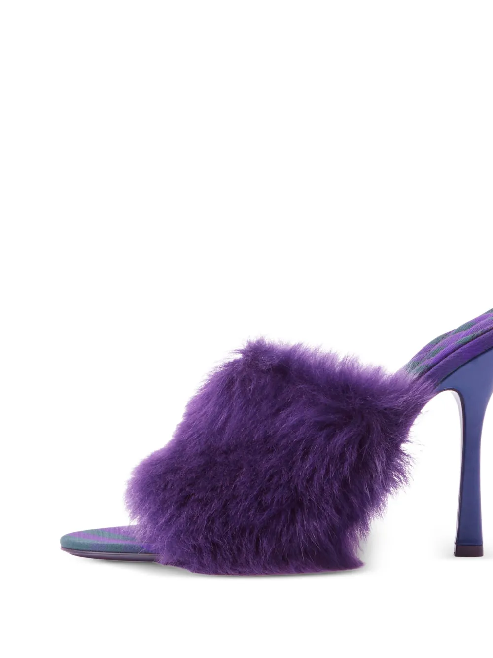 Shop Burberry Minnie 115mm Shearling Mules In Purple