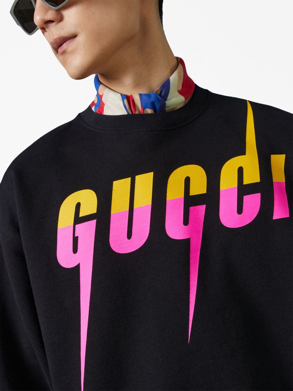 Shop Gucci Blade Logo-print Cotton Sweatshirt In Schwarz