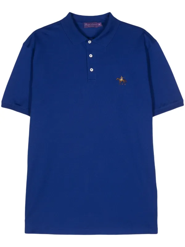 Purple polo shirt with yellow horse best sale