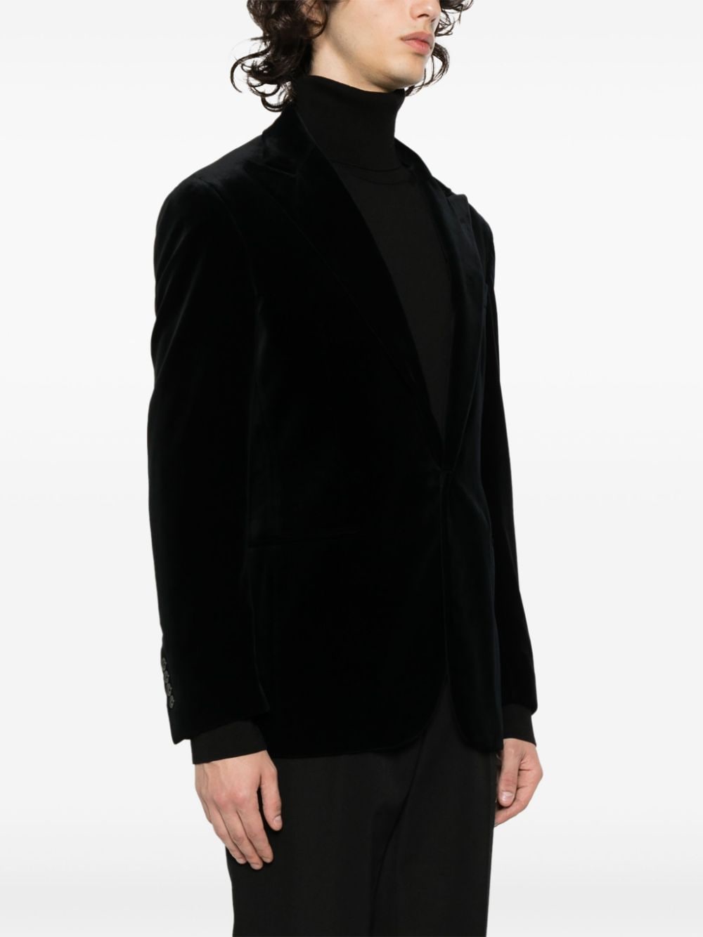 Shop Polo Ralph Lauren Velvet Cotton Blazer In Black