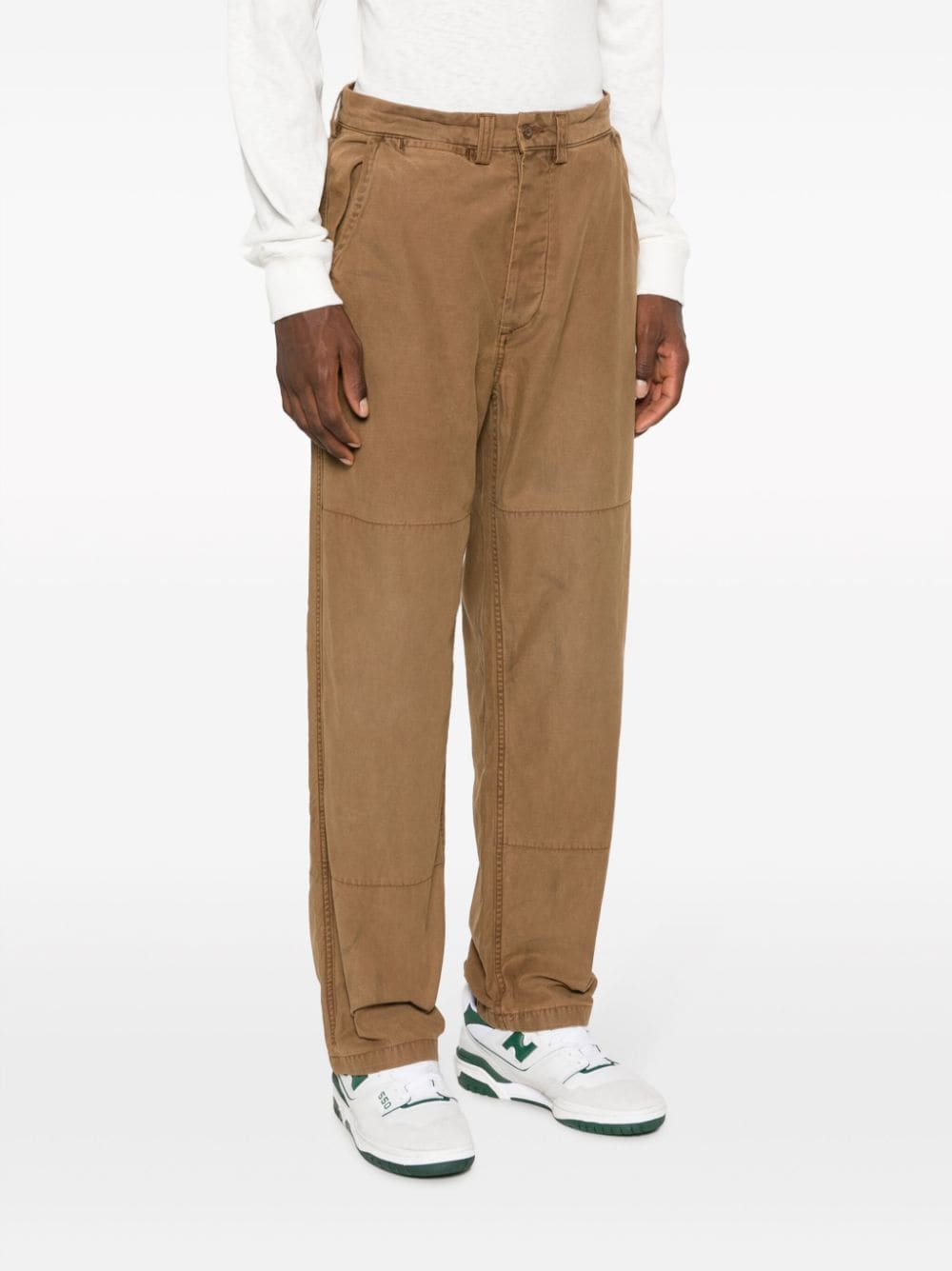 Shop Polo Ralph Lauren Straight-leg Cotton Trousers In Brown