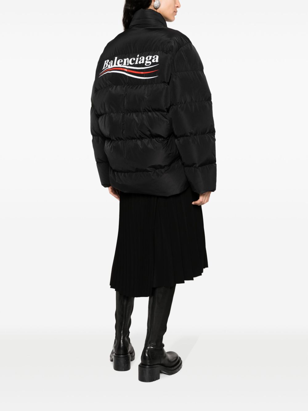 Shop Balenciaga Political Campaign C-shape Puffer Jacket In Black
